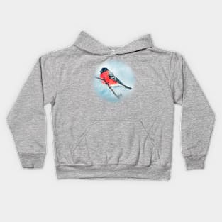 Bullfinch Red Belly Bird Art Kids Hoodie